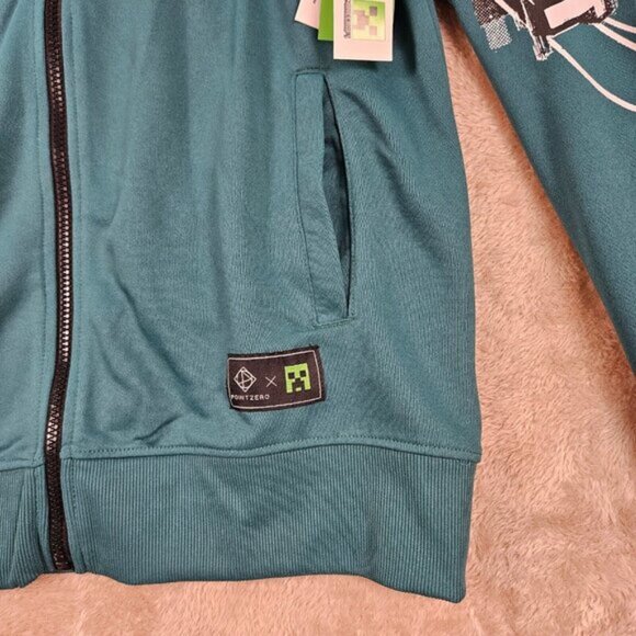 NWT Point Zero x Minecraft Hoodie Green Long Sleeve Full Zip Sweatshirt Men's M - Picture 11 of 13